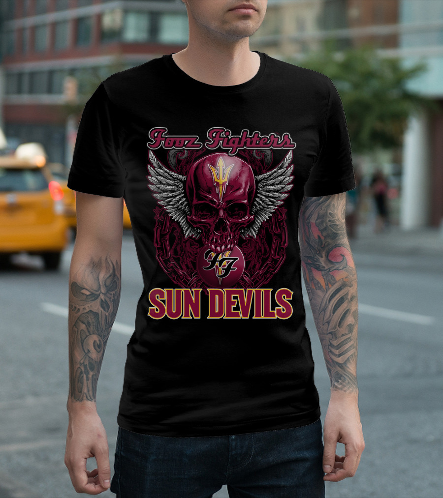 Fooz Fighters Sun Devils Skull Wings Chains T-Shirt