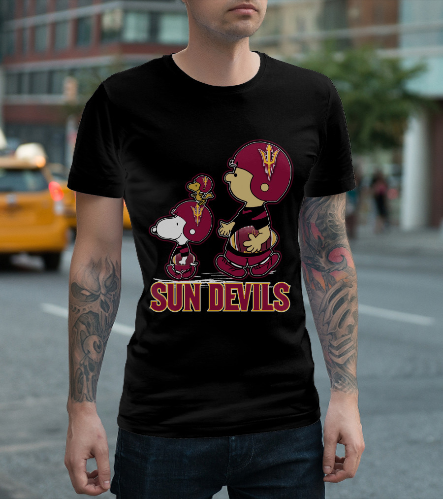Snpfootball Sun Devils Arizona Peanuts Crossover Football Theme T-Shirt