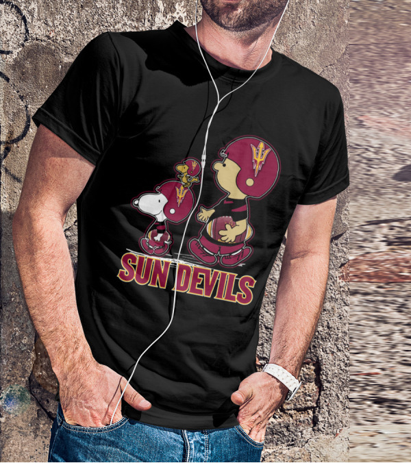 Snpfootball Sun Devils Arizona Peanuts Crossover Football Theme T-Shirt