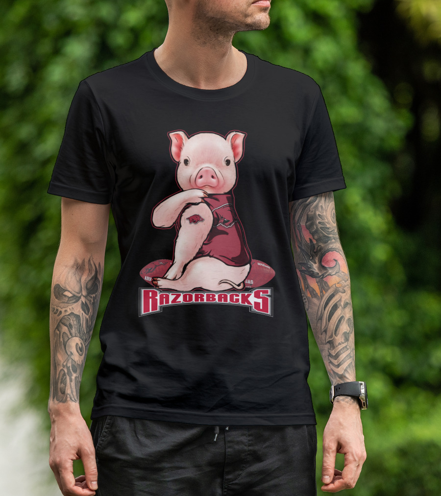 Arkansas Razorbacks Pig Football Mascot T-Shirt