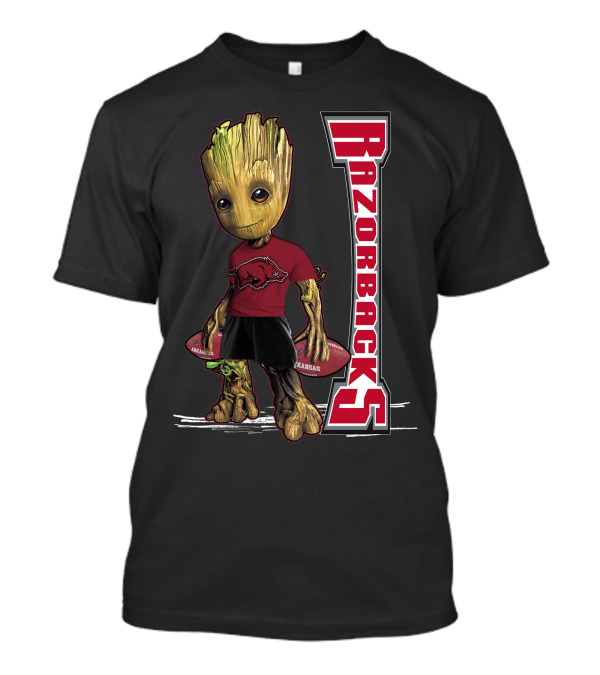 Groot Arkansas Razorbacks Football Character With Team T-Shirt