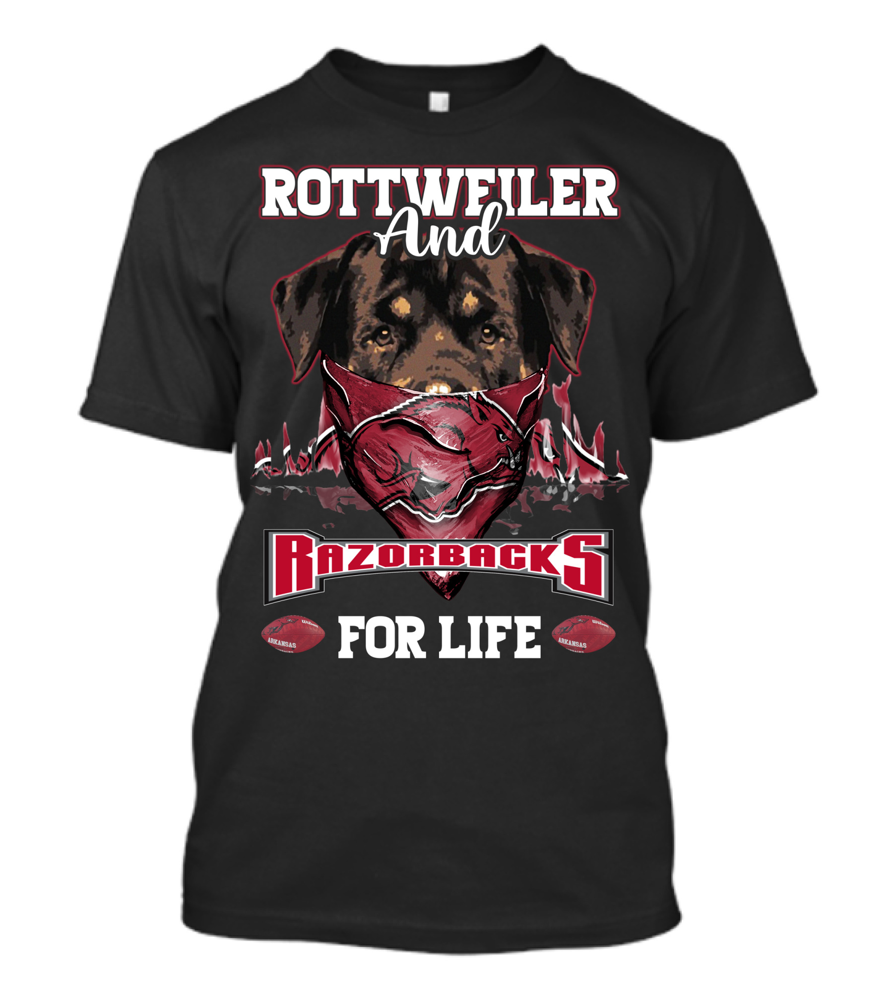 Rottweiler And Razorbacks For Life Arkansas T-Shirt