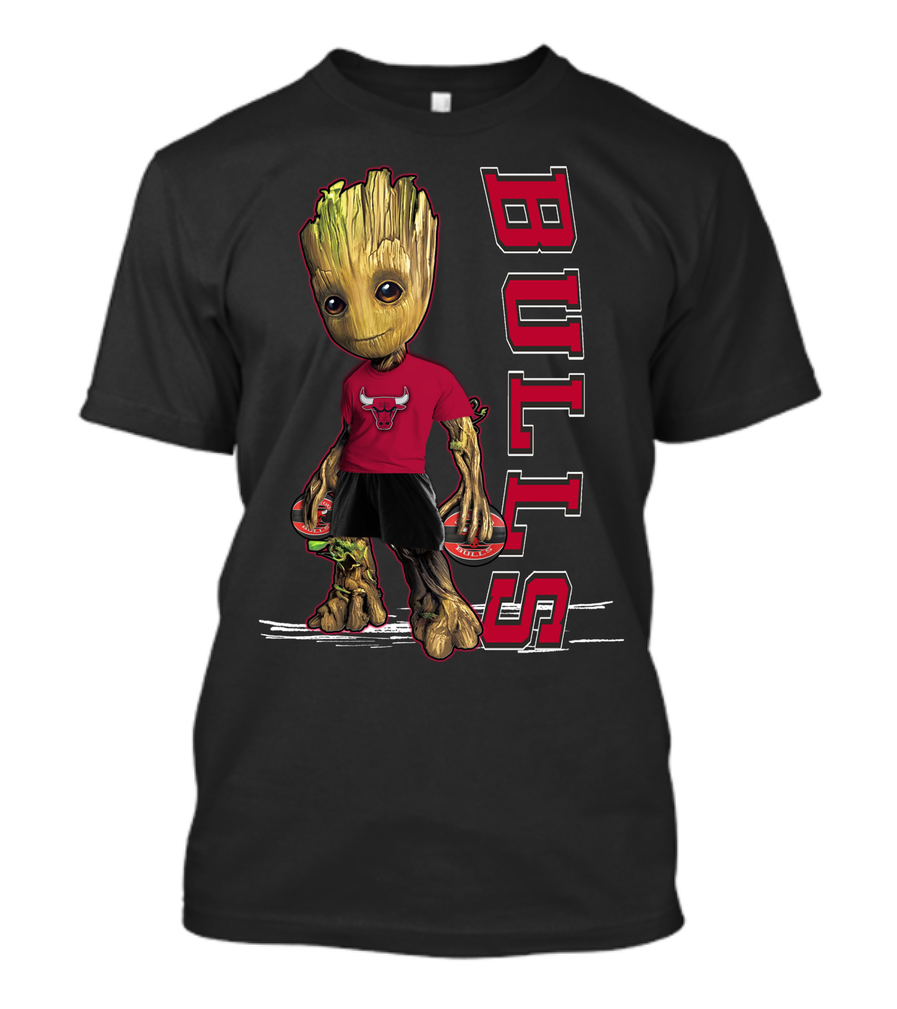Groot Wearing Chicago Bulls Shirt With Bulls T-Shirt