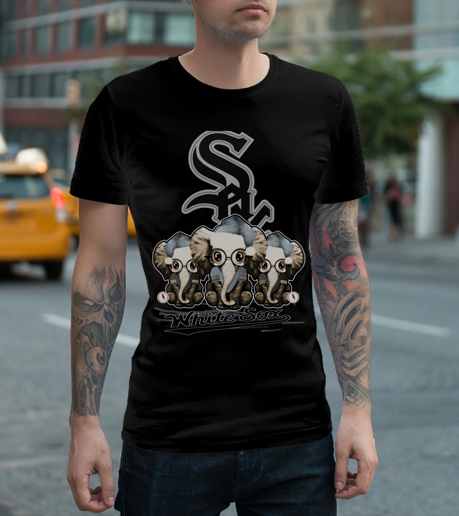 Chicago White Sox Festive Elephant Trio Christmas T-Shirt