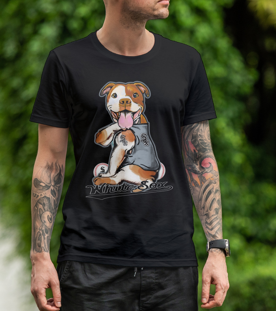 Pittbull White Sox Baseball Dog T-Shirt