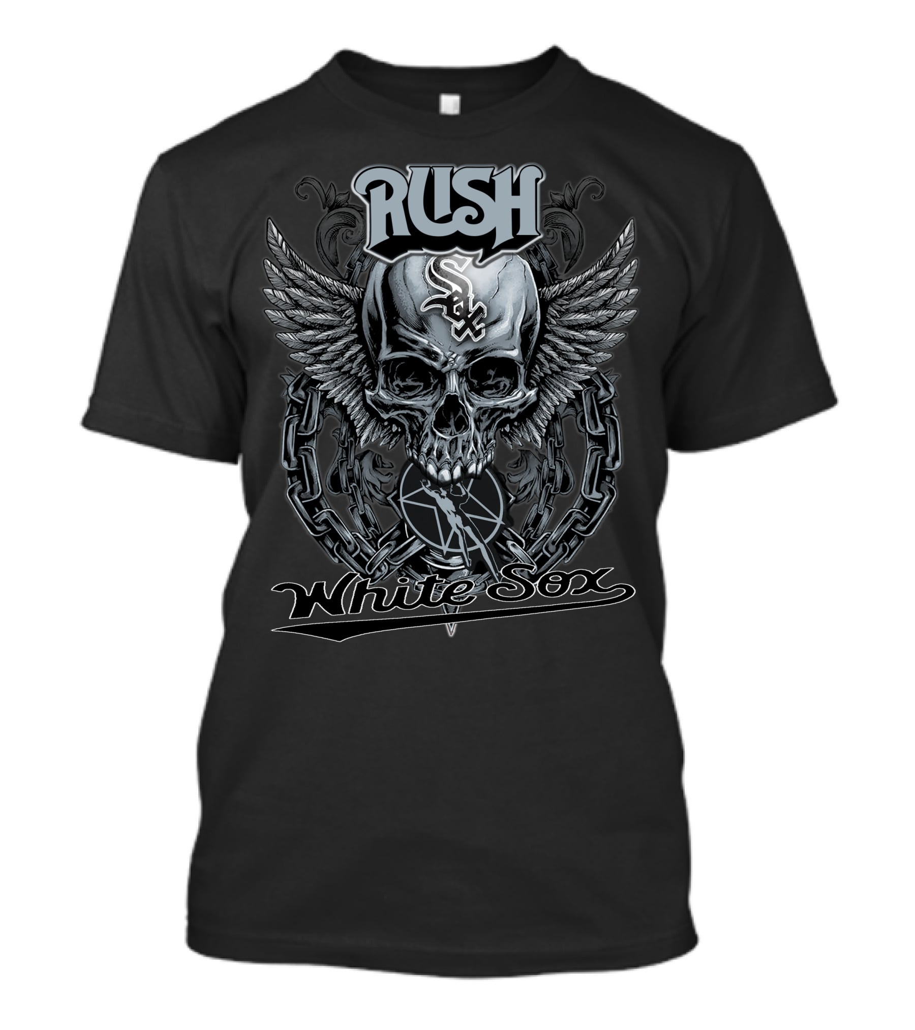 Rush Chicago White Sox Skull Wings Chain T-Shirt