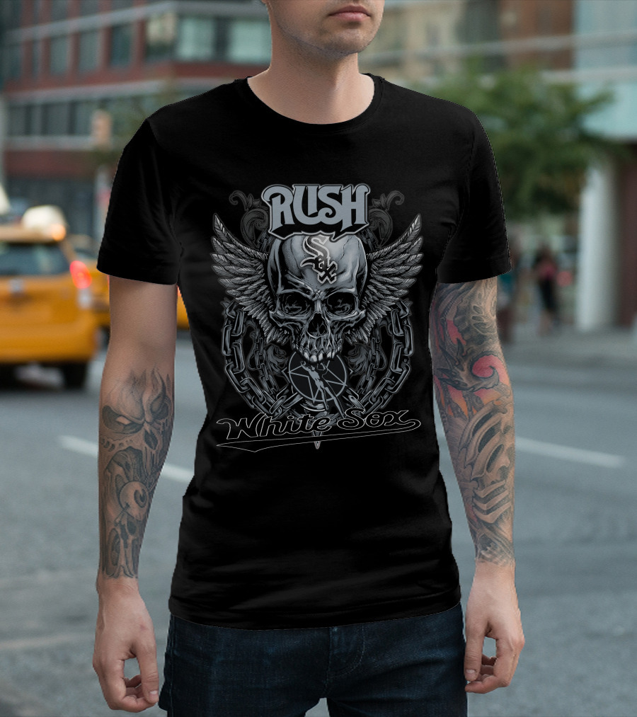 Rush Chicago White Sox Skull Wings Chain T-Shirt