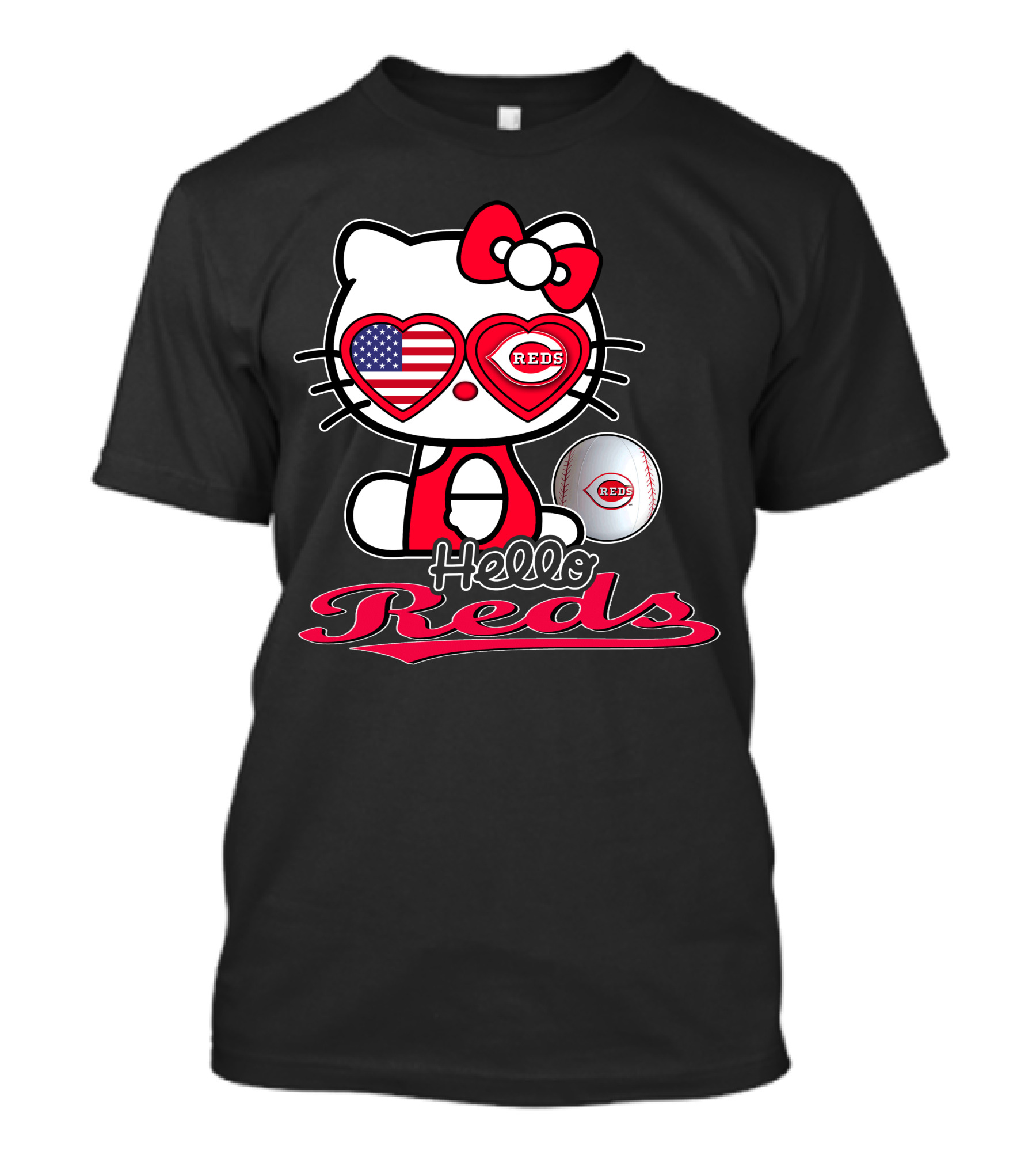 Hello Kitty Reds Cincinnati Baseball America T-Shirt