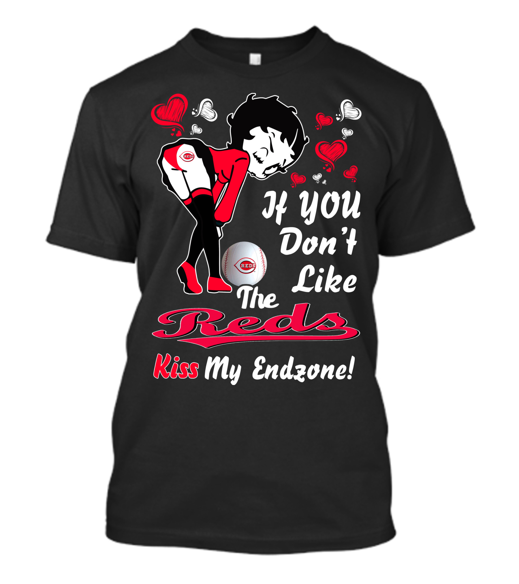 Betty Boop If You Don't Like The Reds Kiss My Endzone Cincinnati Reds T-Shirt