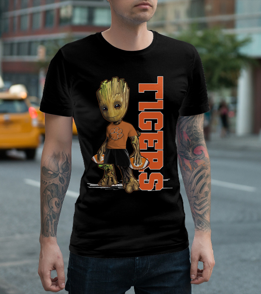 Groot Clemson Tigers Football Fan Marvel Groot and Clemson University Sports Fan Gear T-Shirt