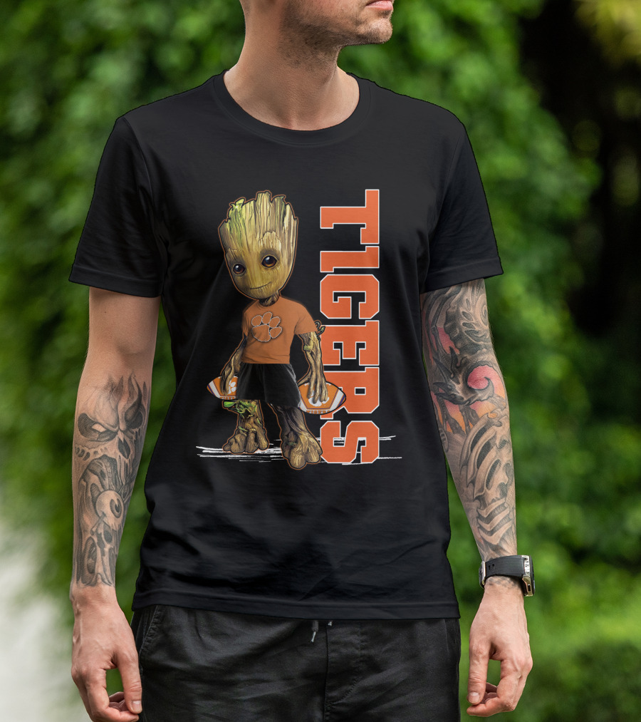 Groot Clemson Tigers Football Fan Marvel Groot And Clemson University Sports Fan Gear T-Shirt