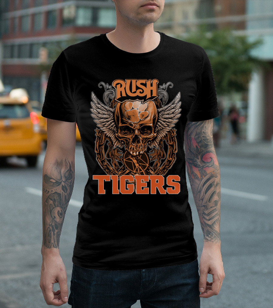 Rush Tigers Skull with Wings and Chains T-Shirt