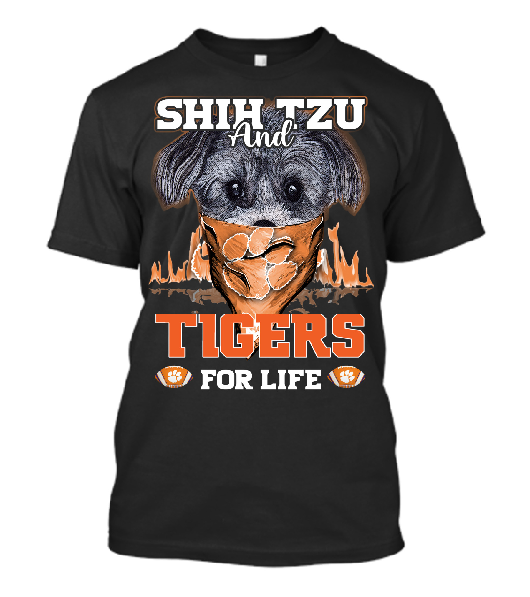 Shih Tzu And Clemson Tigers For Life T-Shirt