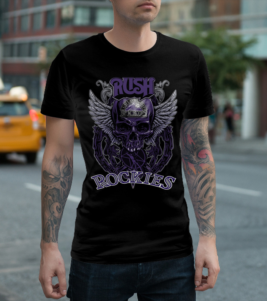 Rush Colorado Rockies Skull Wings T-Shirt