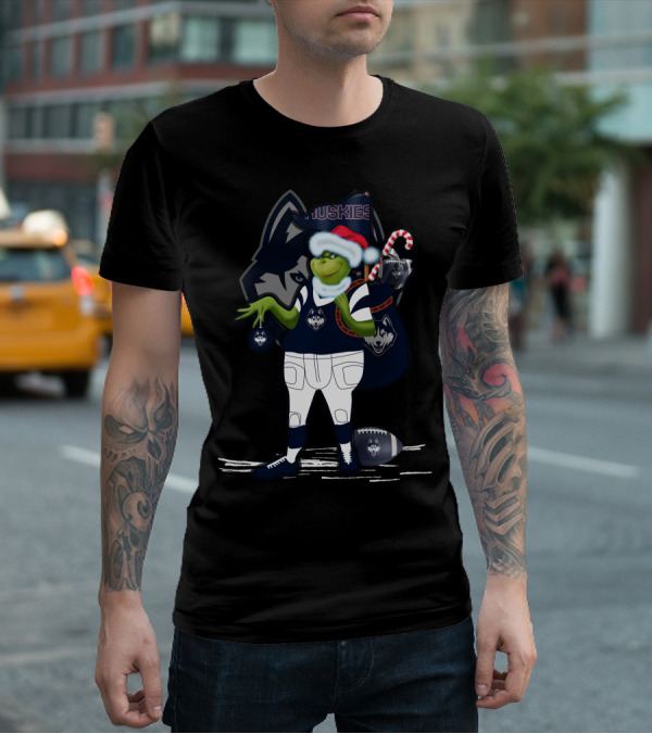 Grinchxmas Connecticut Huskies Football Santa Huskies T-Shirt