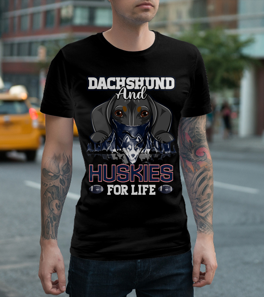 Dachshund And Huskies For Life Connecticut Football T-Shirt