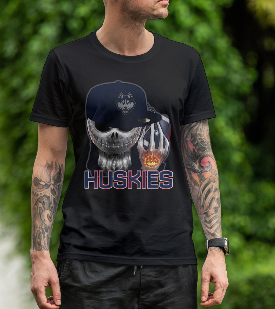 Jackskull Huskies Basketball Halloween Huskies T-Shirt