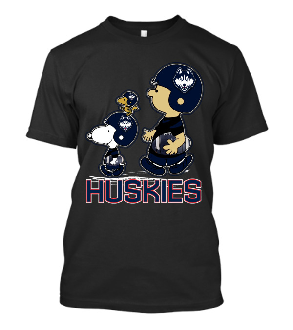 Snpfootball Connecticut Huskies Peanuts Characters In Football Helmets T-Shirt