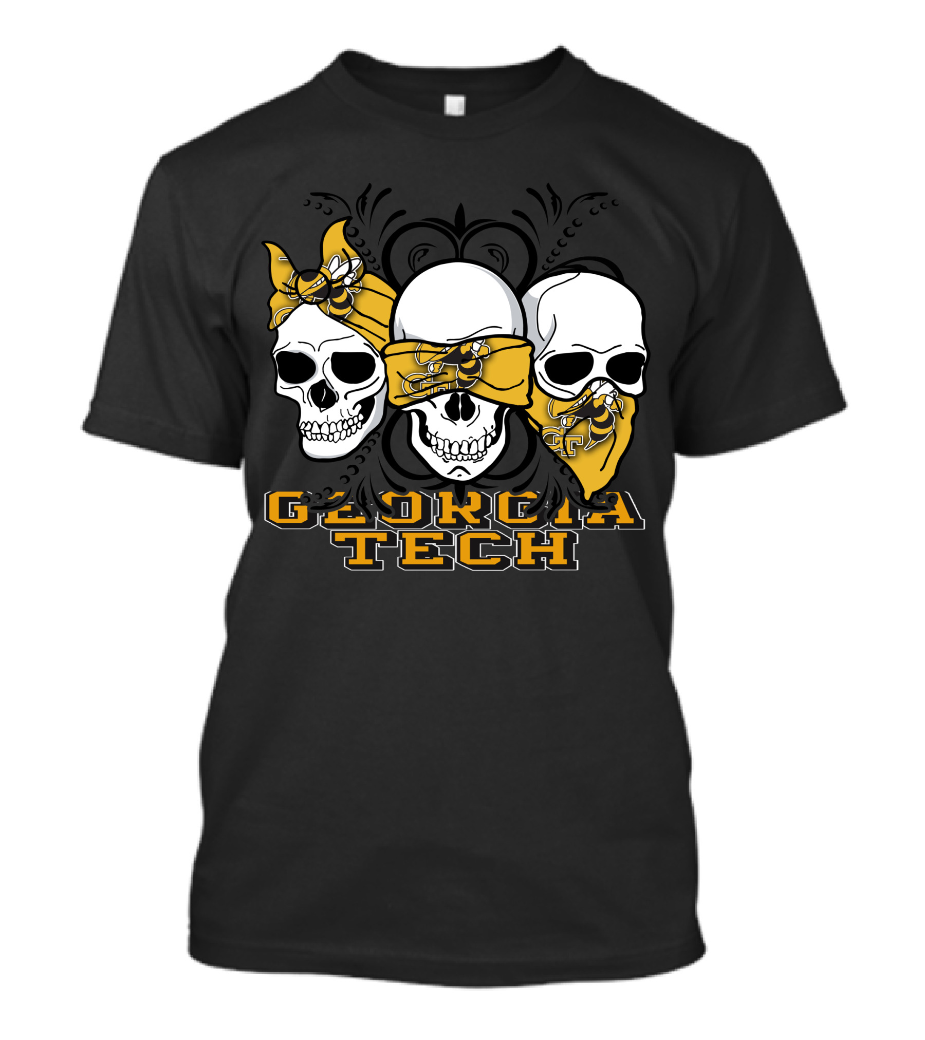 3 Skull Yellow Jackets Georgia Tech T-Shirt