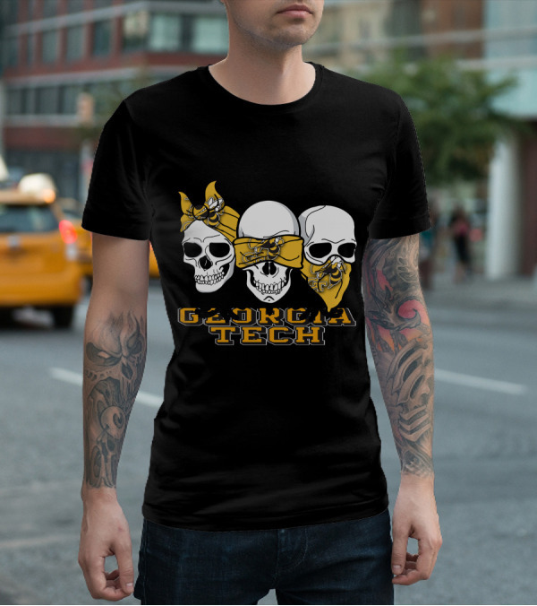 3 Skull Yellow Jackets Georgia Tech T-Shirt