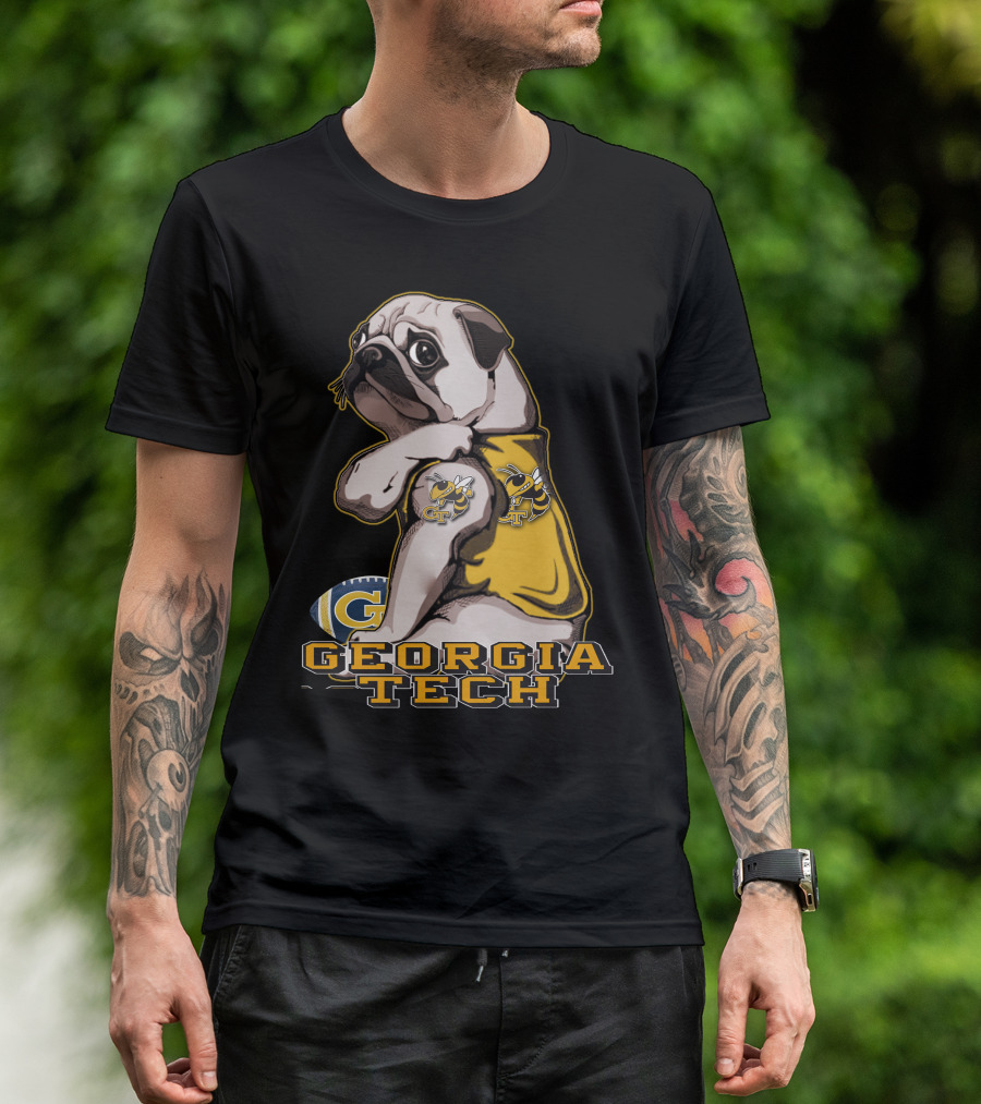 Georgia Tech Yellow Jackets Pug Football T-Shirt