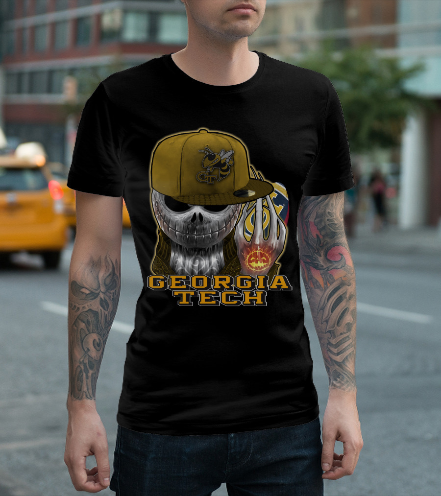 Jackskull Georgia Tech Yellow Jackets Skeleton Skull Halloween T-Shirt