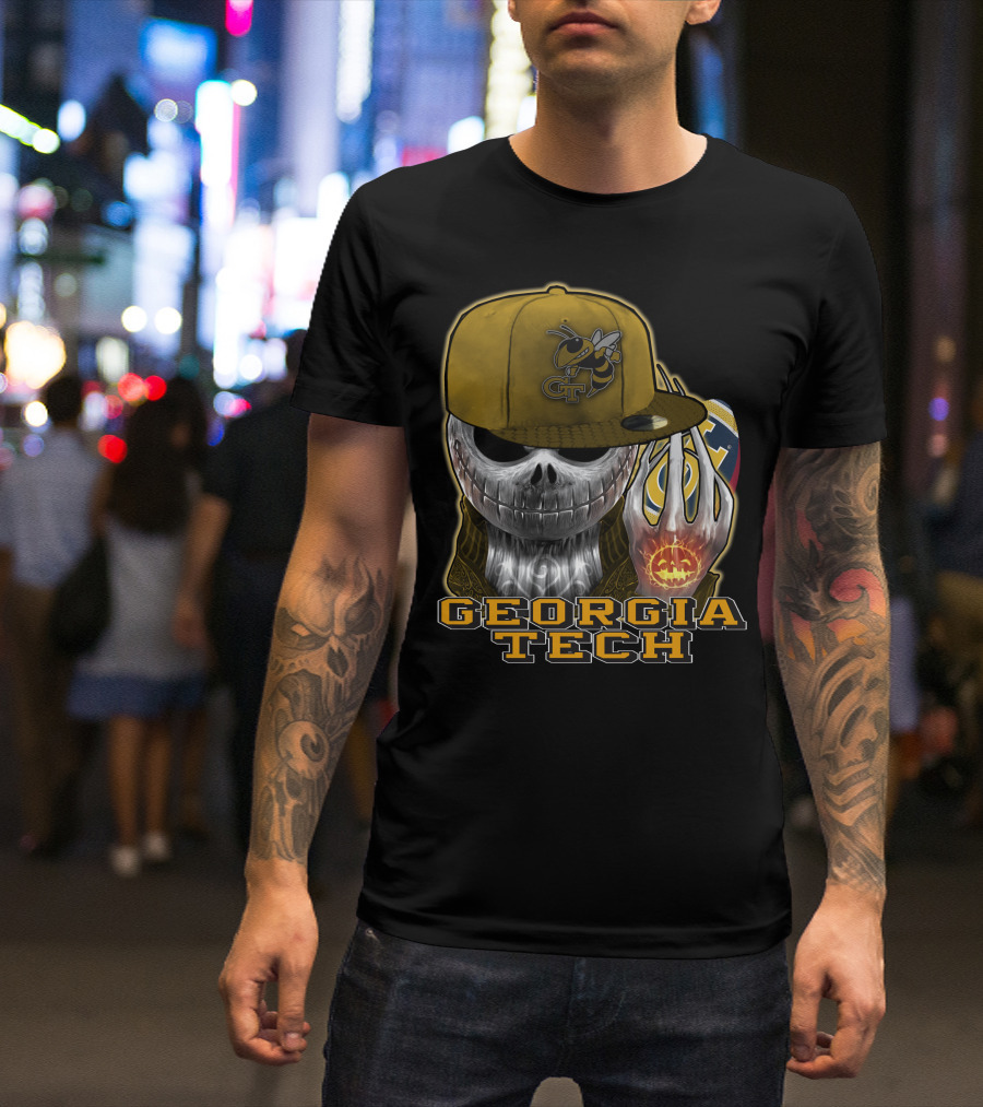 Jackskull Georgia Tech Yellow Jackets Skeleton Skull Halloween T-Shirt