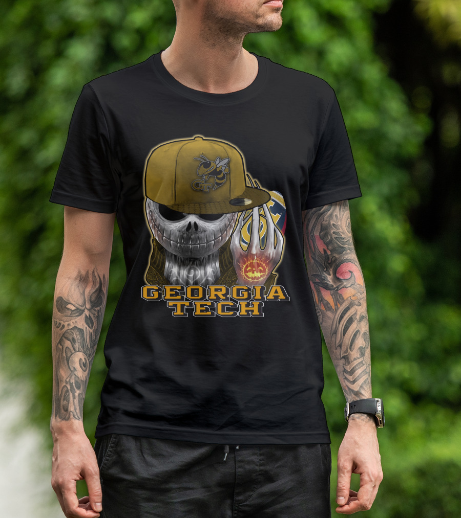 Jackskull Georgia Tech Yellow Jackets Skeleton Skull Halloween T-Shirt