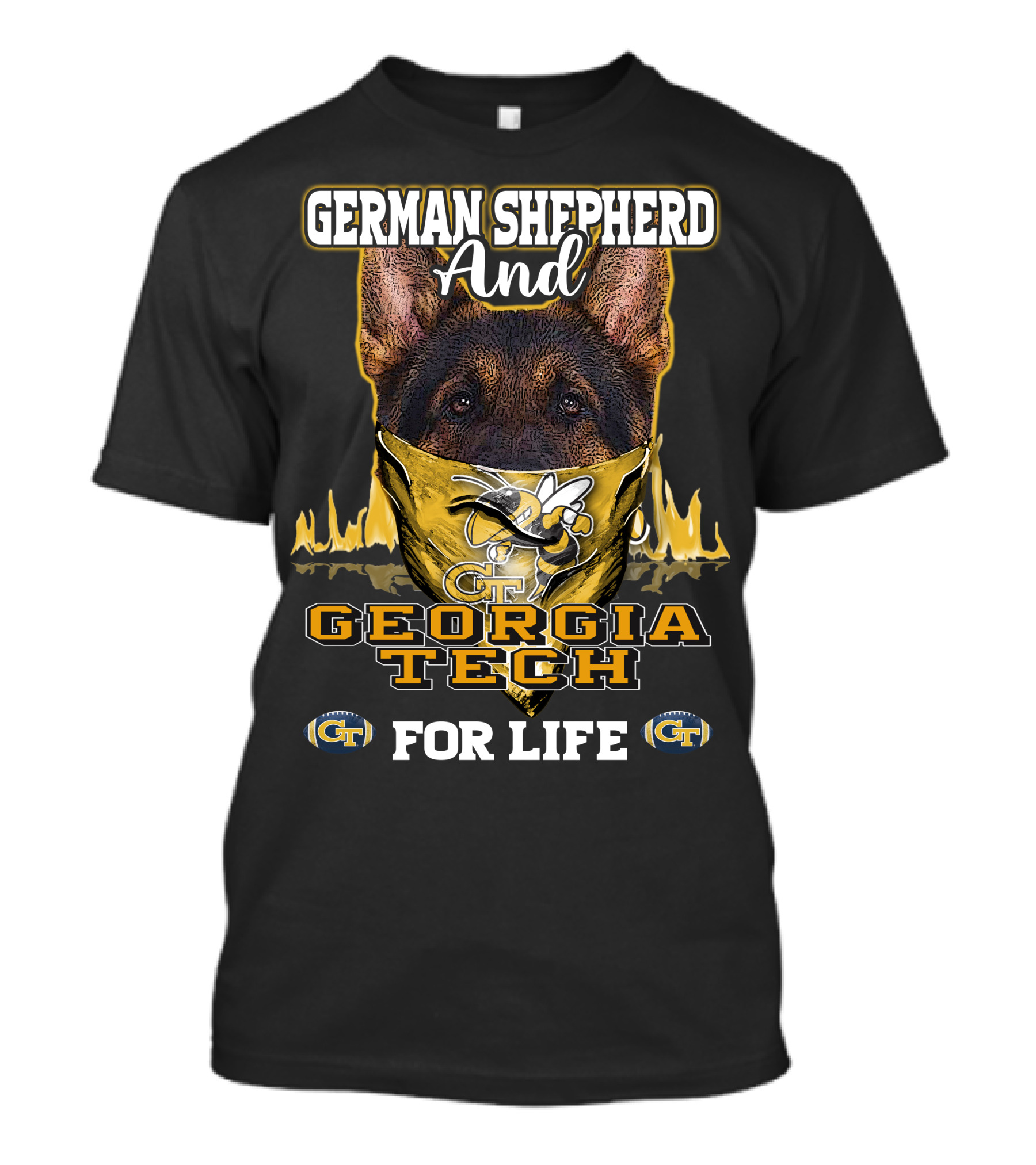 German Shepherd And Georgia Tech Yellow Jackets For Life T-Shirt