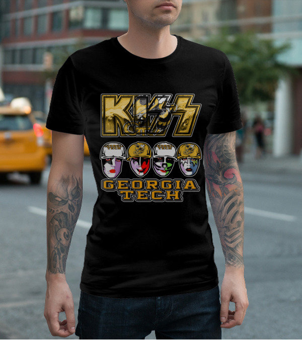 Kiss Georgia Tech Yellow Jackets Faces T-Shirt