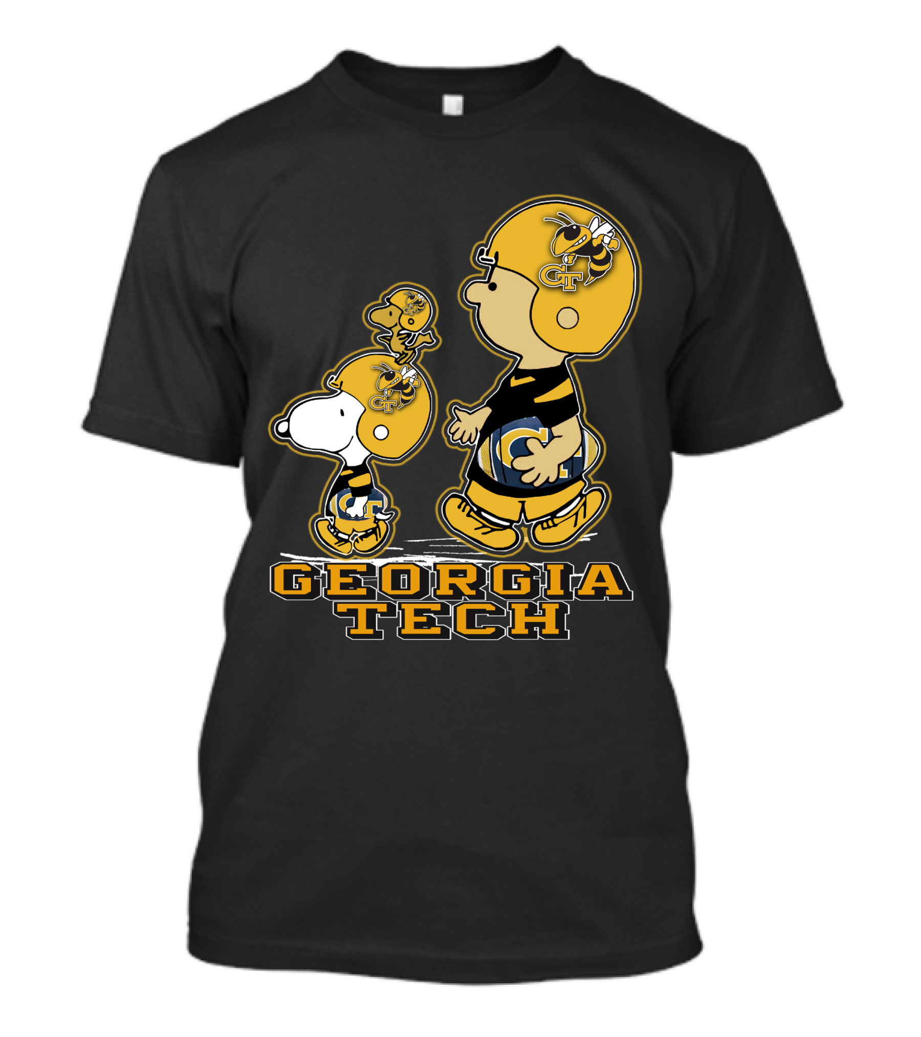 Snpfootball Georgia Tech Yellow Jackets Charlie Brown And Snoopy Football Gear T-Shirt
