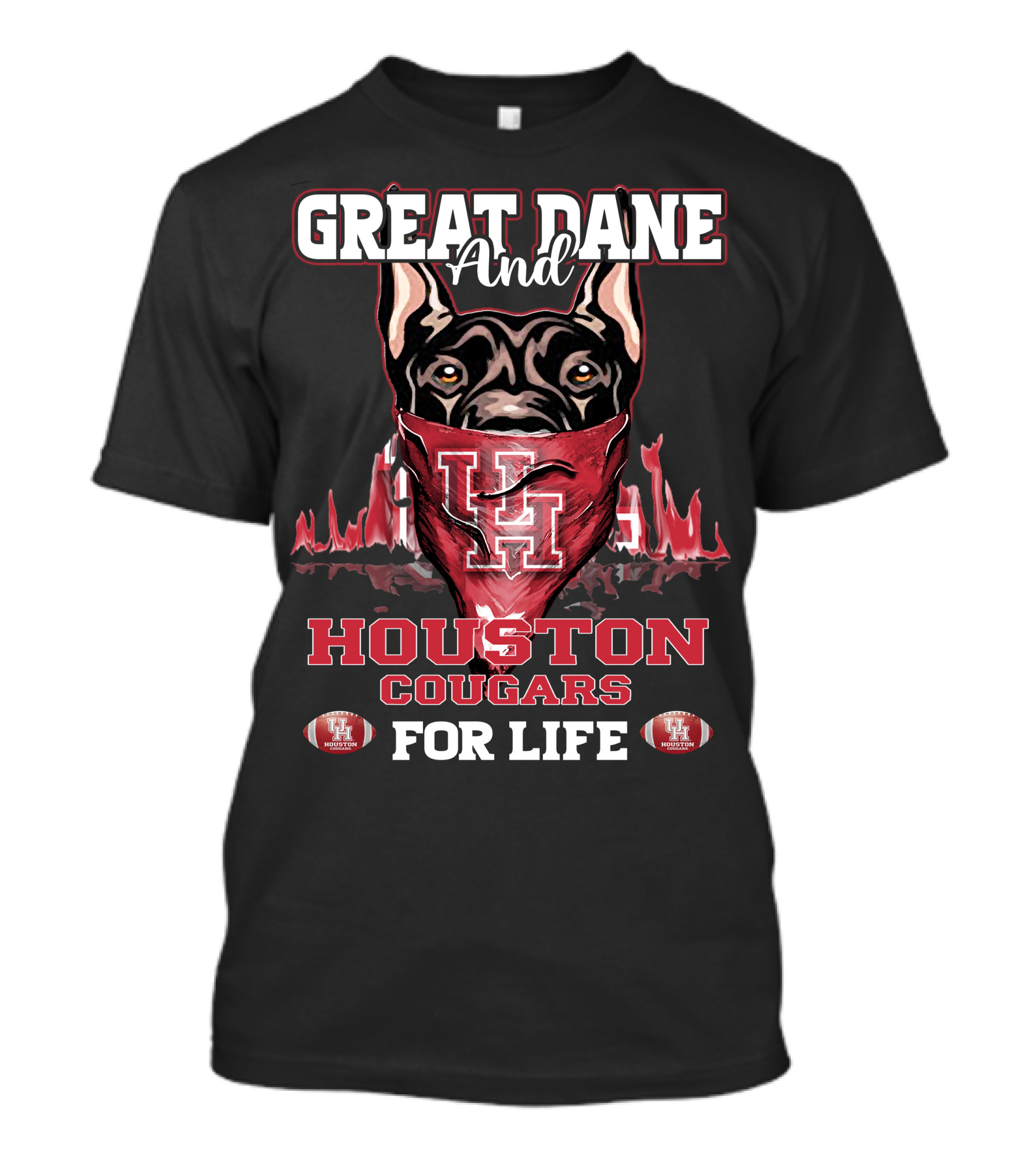 Great Dane And Houston Cougars For Life T-Shirt