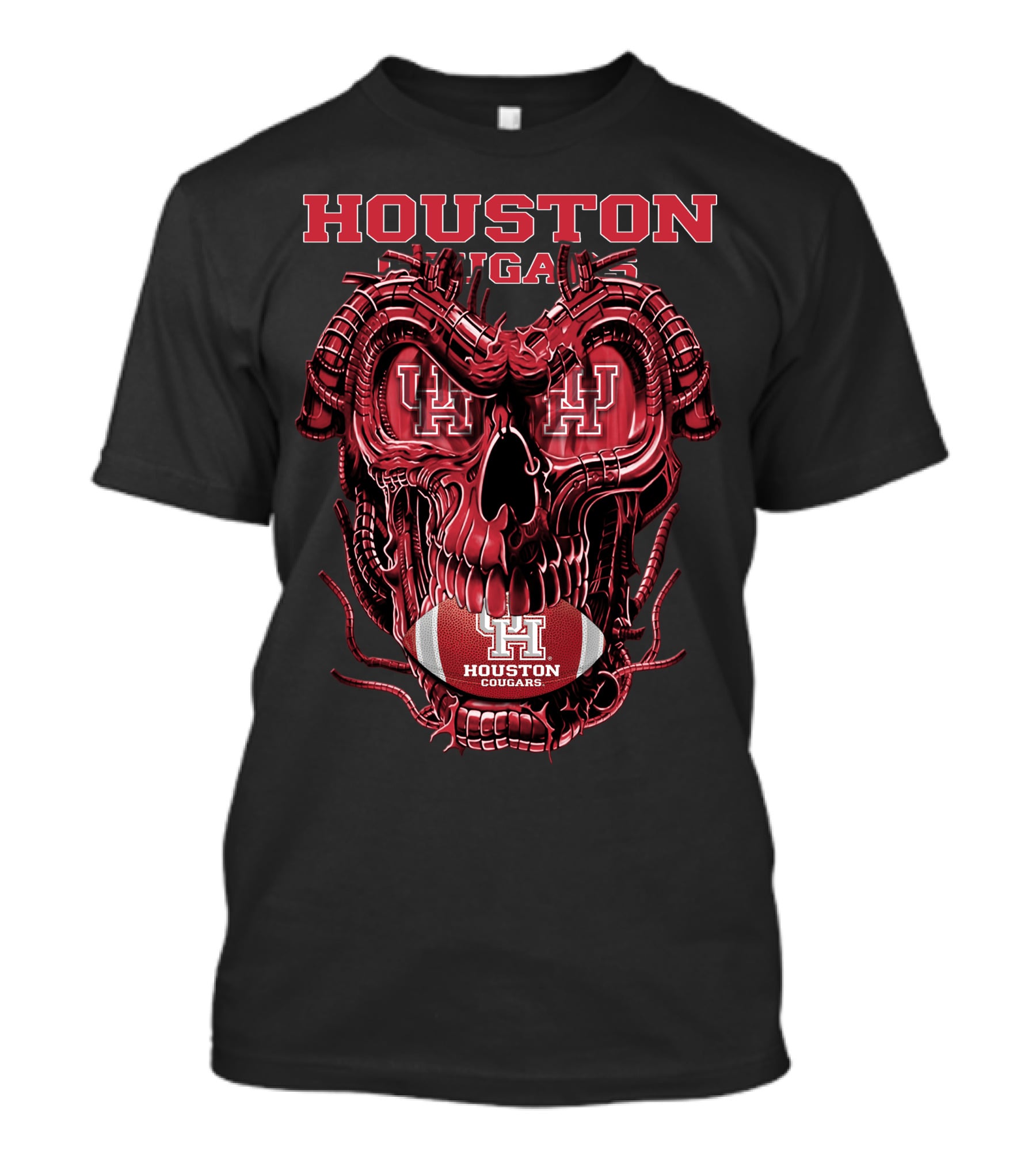 Houston Cougars Dragonskull Football T-Shirt