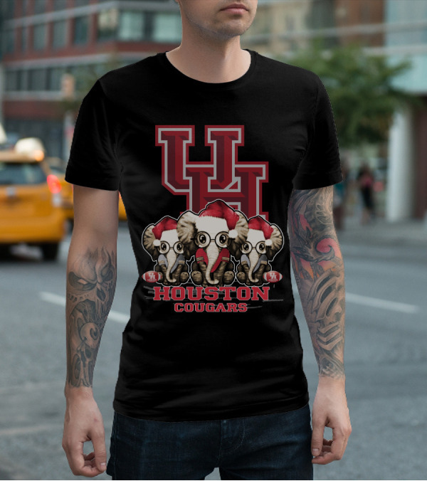 Houston Cougars Christmas Elephants T-Shirt