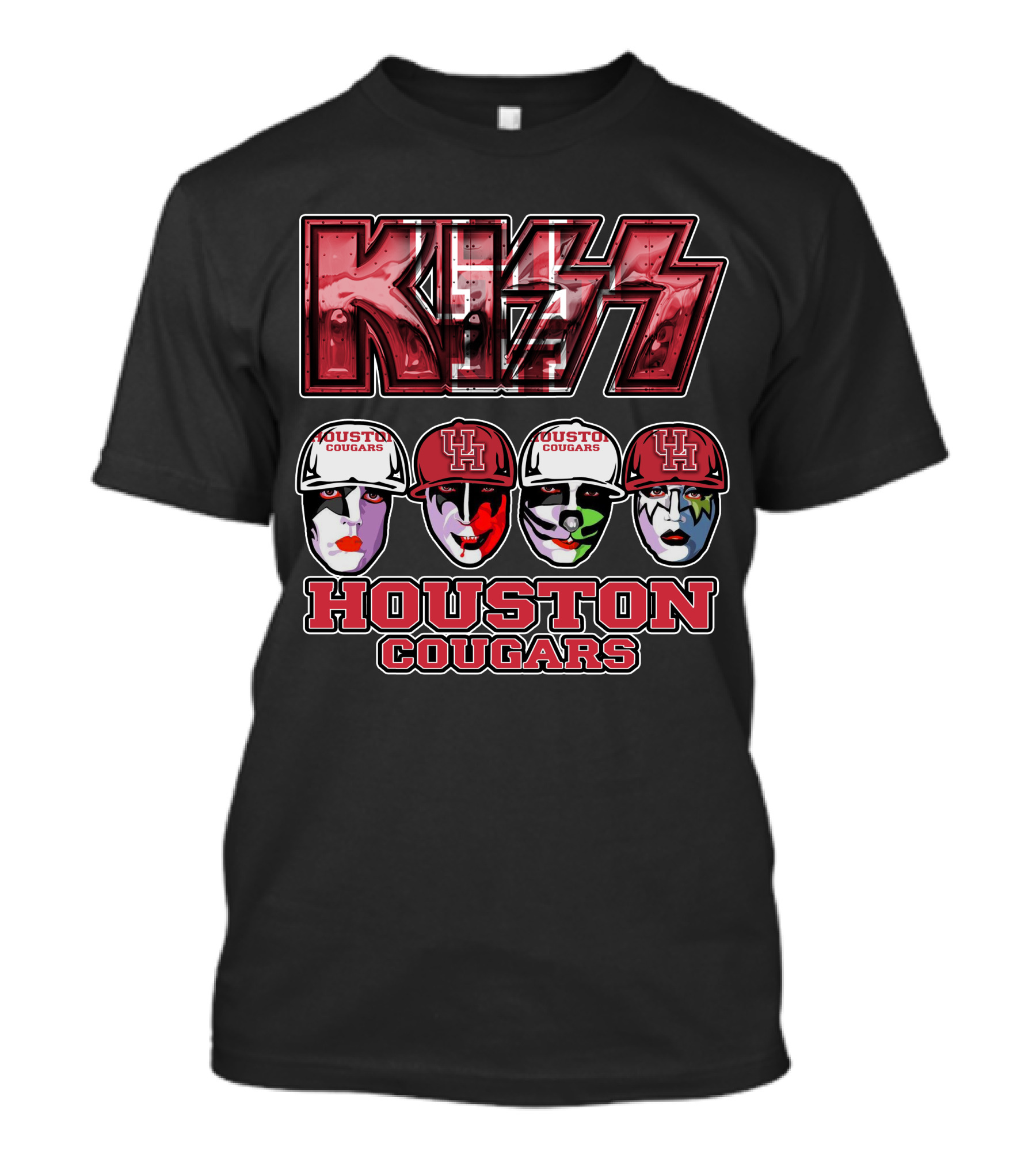 Kiss Houston Cougars Faces Mascot T-Shirt