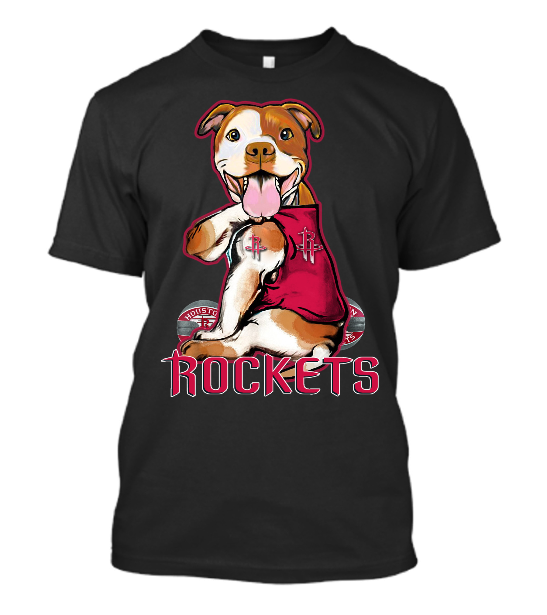 Pittbull Houston Rockets Basketball Team Mascot T-Shirt