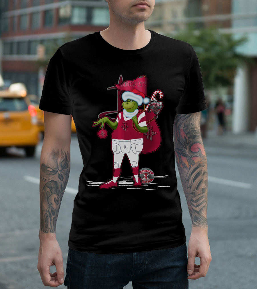 Grinchxmas Houston Rockets Holiday Santa Basketball T-Shirt