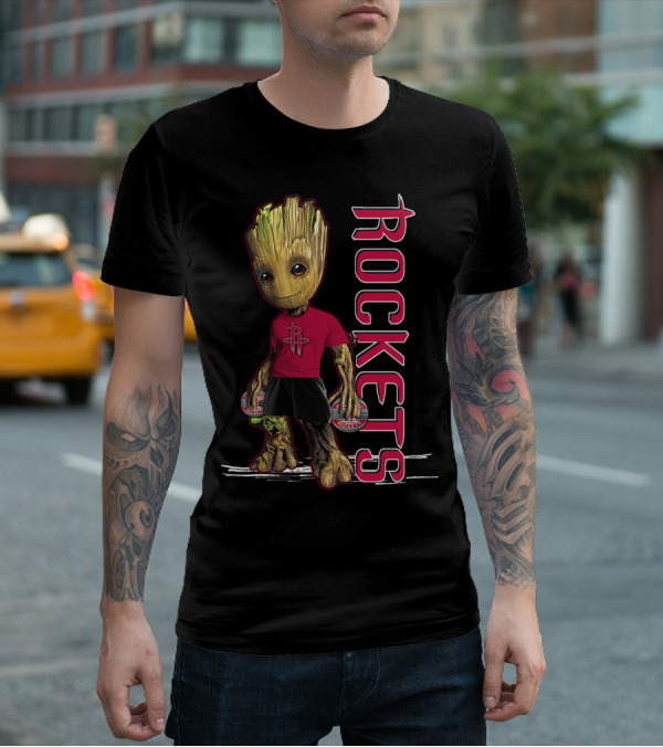 Groot Houston Rockets Basketball Character In Team Jersey T-Shirt