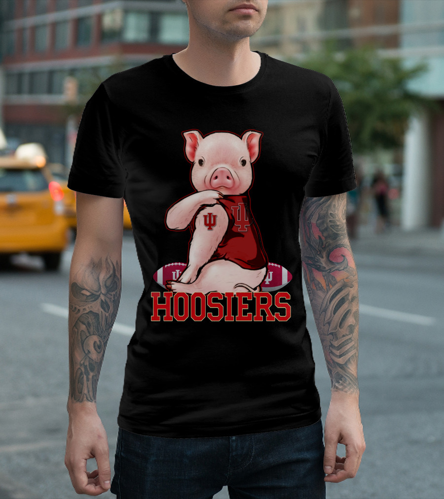 Hoosiers Pig with IU Jersey and Football T-Shirt