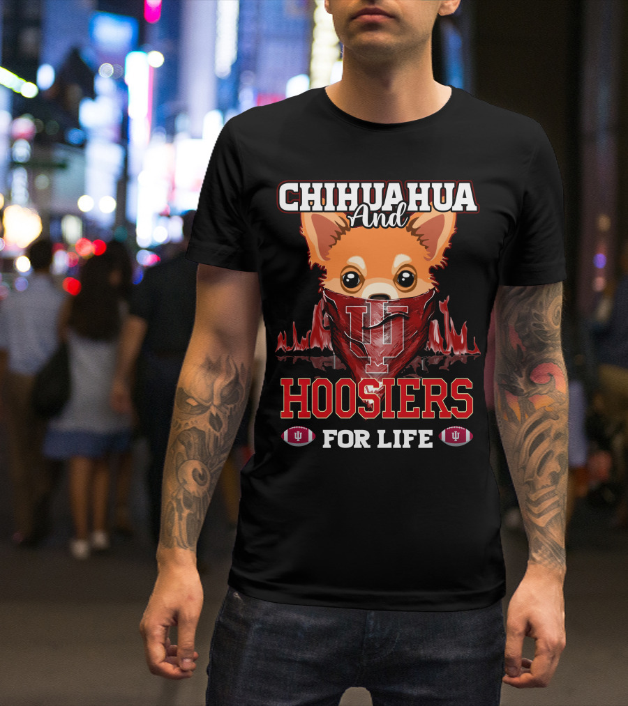 Chihuahua And Hoosiers For Life IU Indiana Football Fan Bandana T-Shirt