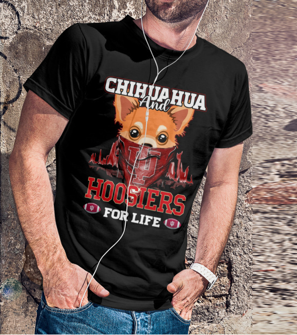 Chihuahua And Hoosiers For Life IU Indiana Football Fan Bandana T-Shirt
