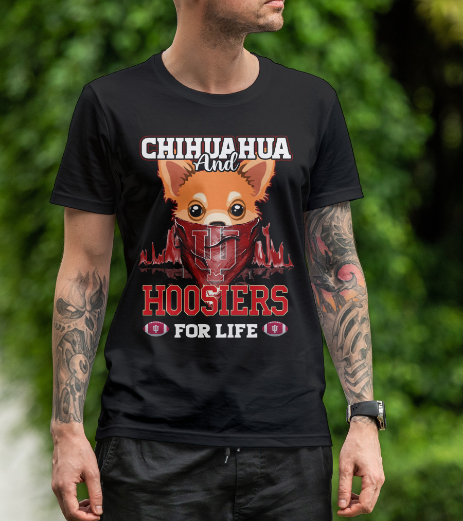 Chihuahua And Hoosiers For Life IU Indiana Football Fan Bandana T-Shirt