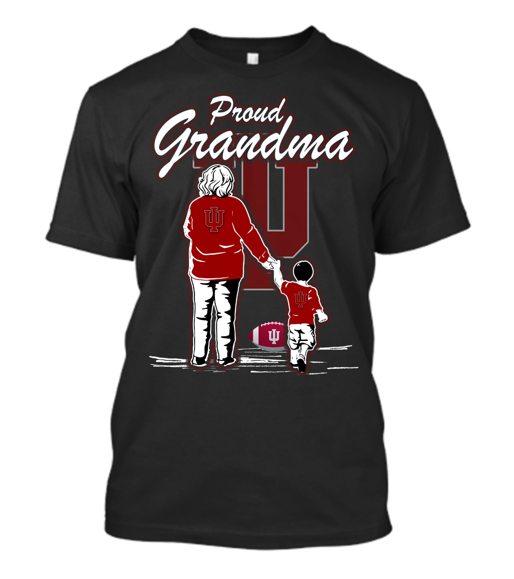 Proud Grandma Indiana Hoosiers IU Logo With Football T-Shirt