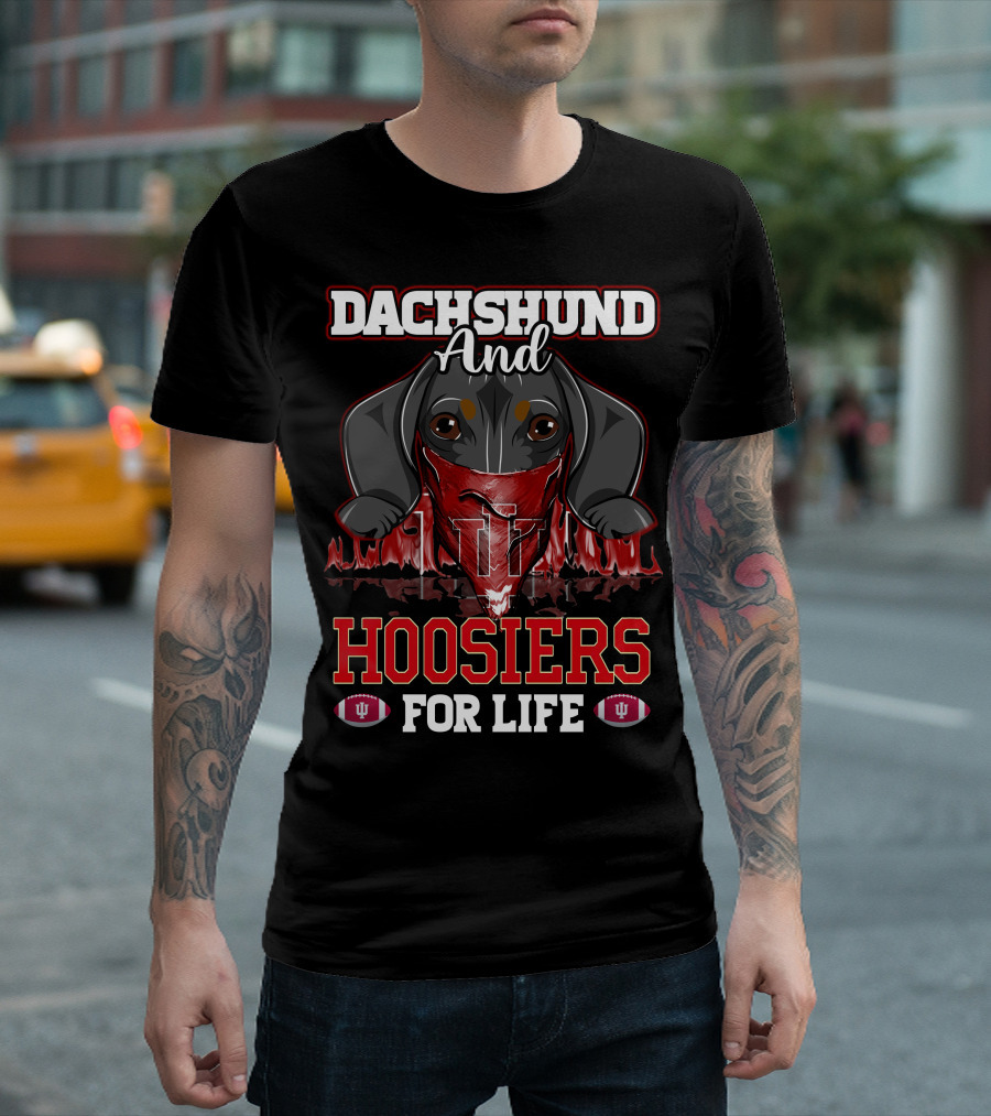 Dachshund and Hoosiers for Life Indiana Football T-Shirt