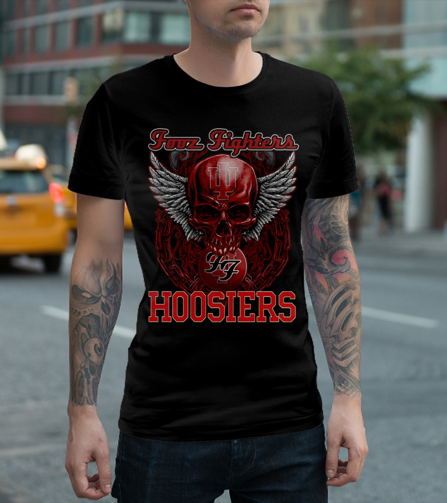 Foo Fighters Indiana Hoosiers Skull Wings IU T-Shirt