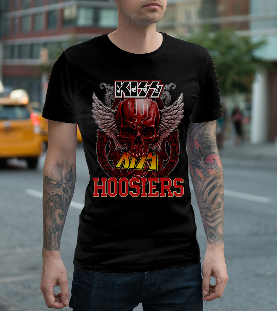 Kiss Indiana Hoosiers Skull Wings T-Shirt