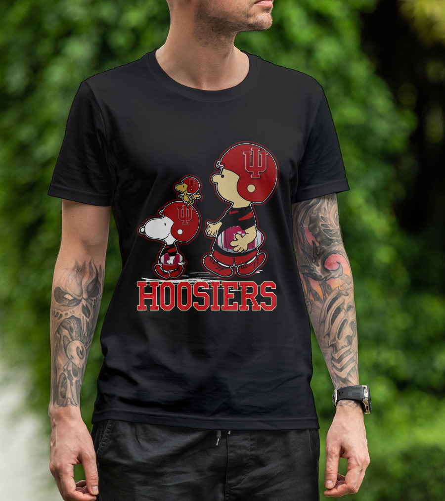 Snpfootball Indiana Hoosiers Peanuts Characters Iu Helmet T-Shirt
