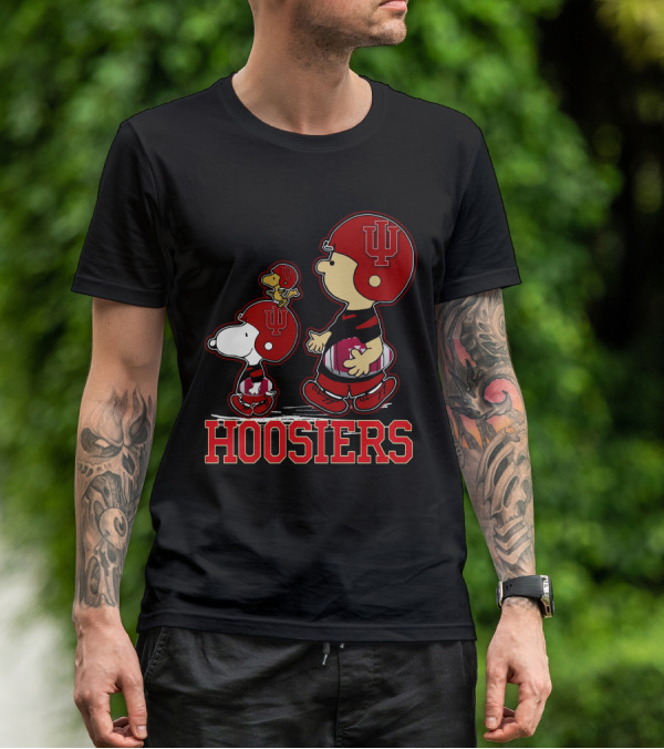 Snpfootball Indiana Hoosiers Peanuts Characters Iu Helmet T-Shirt