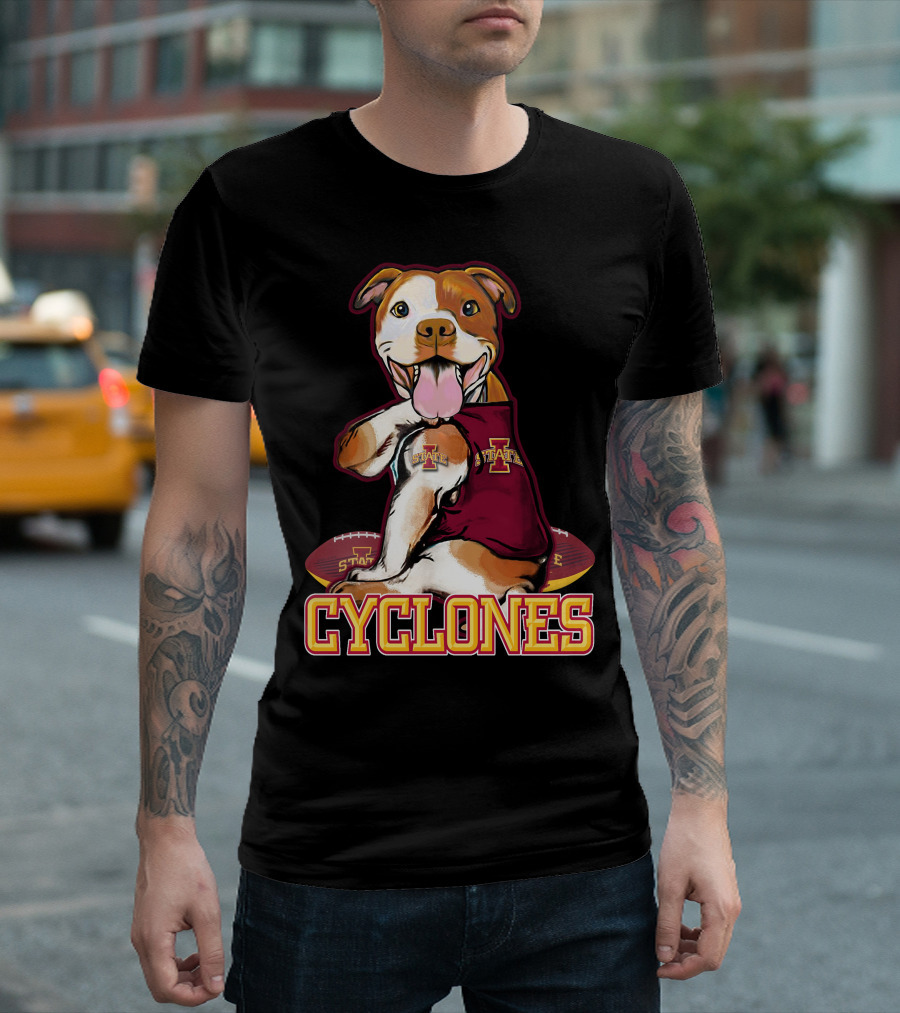 Iowa State Cyclones Pitbull with Football and Tattoos T-Shirt