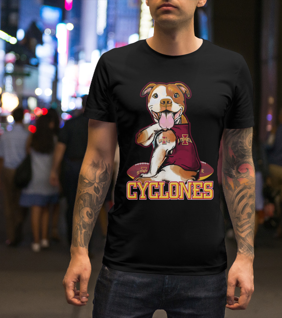Iowa State Cyclones Pitbull With Football And Tattoos T-Shirt